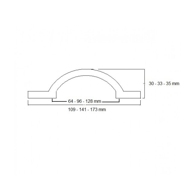 Möbelgriff Bogengriff La 64mm ø 10mm Edelstahl matt gebürstet massiv Mod.Madison