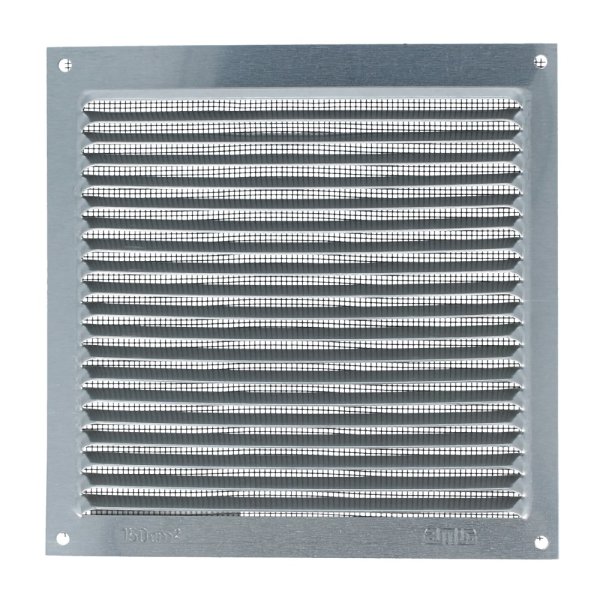 Aluminium Lüftungsgitter Silber eloxiert diverse Maße mit Netz - Insektenschutz 170mm x 170mm